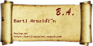 Bartl Arszlán névjegykártya